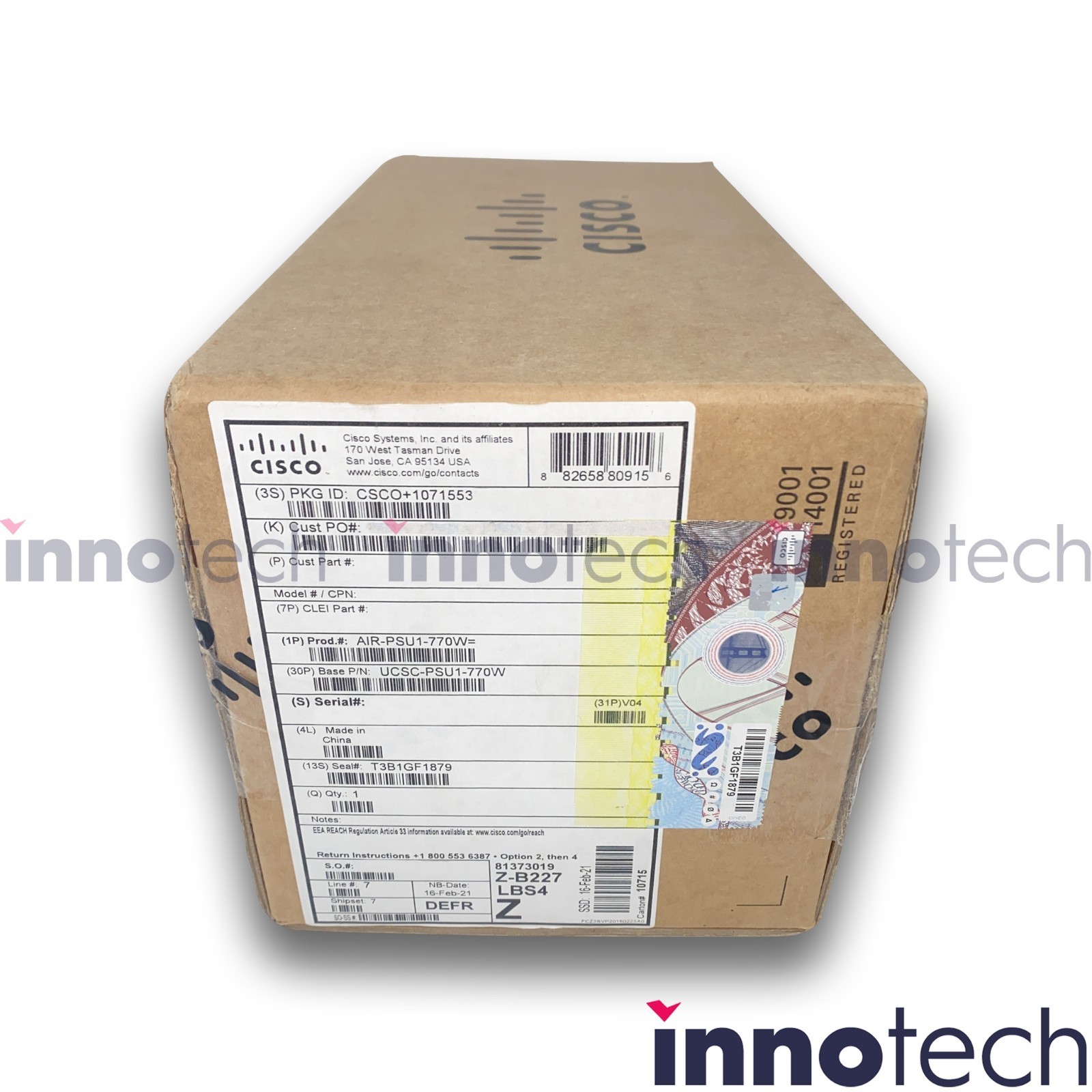 Cisco AIR-PSU1-770W 770-Watt AC Hot Plug Power Supply for 5520 Controller New