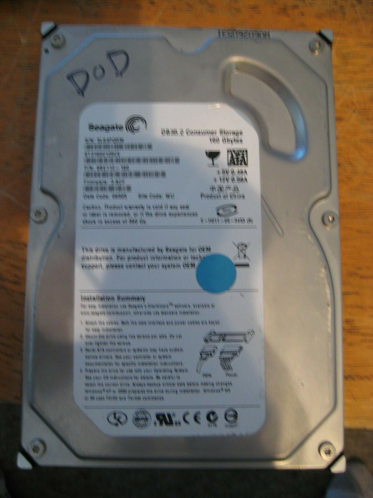 Seagate ST3160212SCE P/N: 9BE112-160 160GB F/W: 3.ACF WU