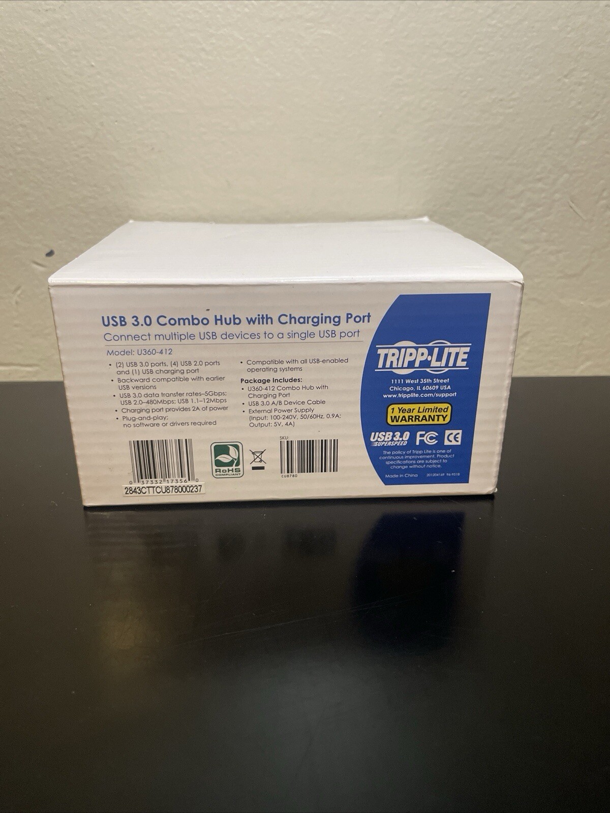 Tripp Lite U360412 6 Ports USB 3.0 SuperSpeed Charging Hub - Black New