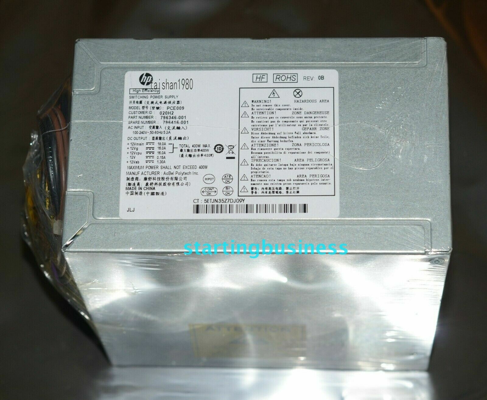 Original HP PS-5401-1HA 796346-001 796416-001 Z240 Workestation PSU 400W PCE009
