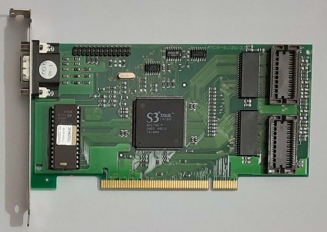 miro Crystal 12SD PCI Graphics Card (S3 Trio32, 86C732-P, 1MB, Retro, 1995)