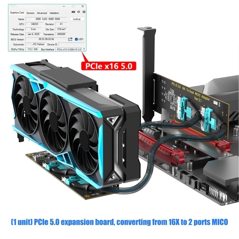 Advanced PCIE 16X To 2 MICO Expansion Adapters With Superior Signal Stability