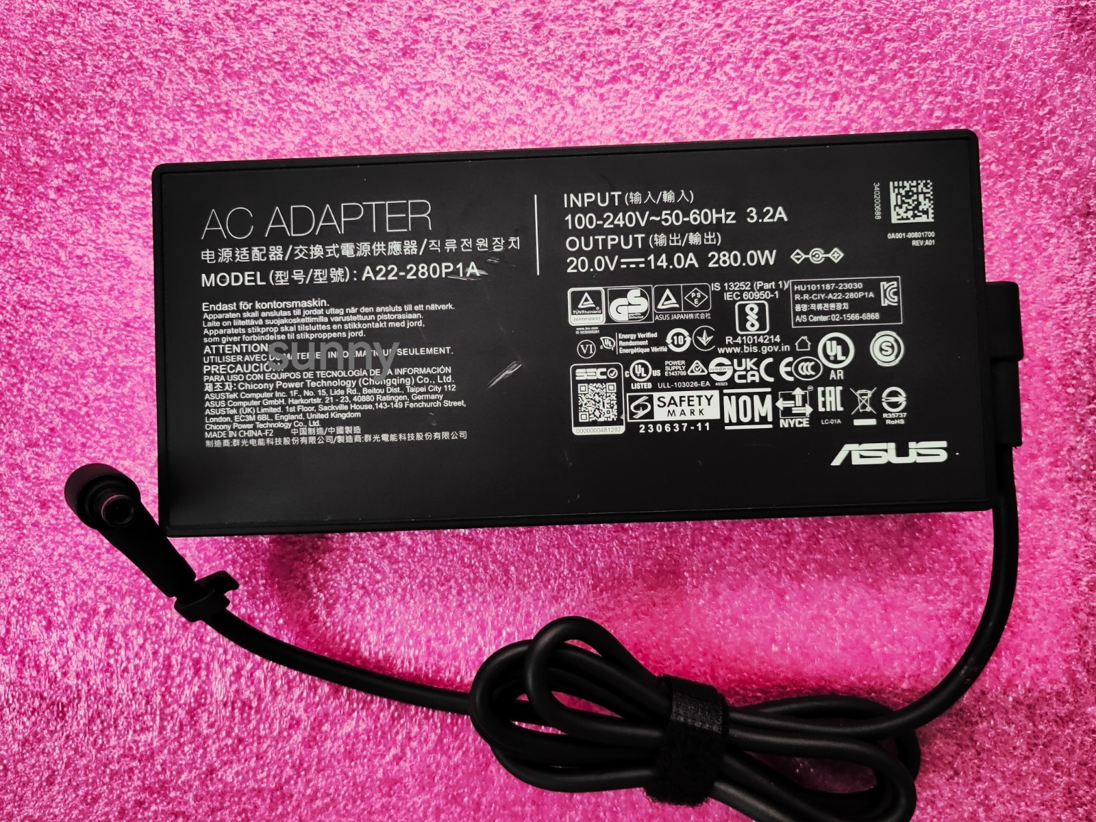 A22-280P1A ø6.0mm 280W For ASUS TUF Gaming A16 FA607NUG-WH73 20V 14A Original