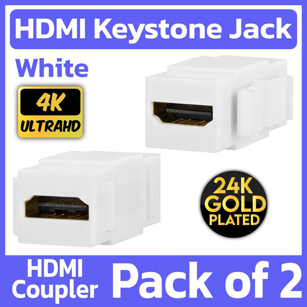 2 Pack HDMI Keystone Jack Wall Plate Female Coupler Face Plate Snap-In Insert