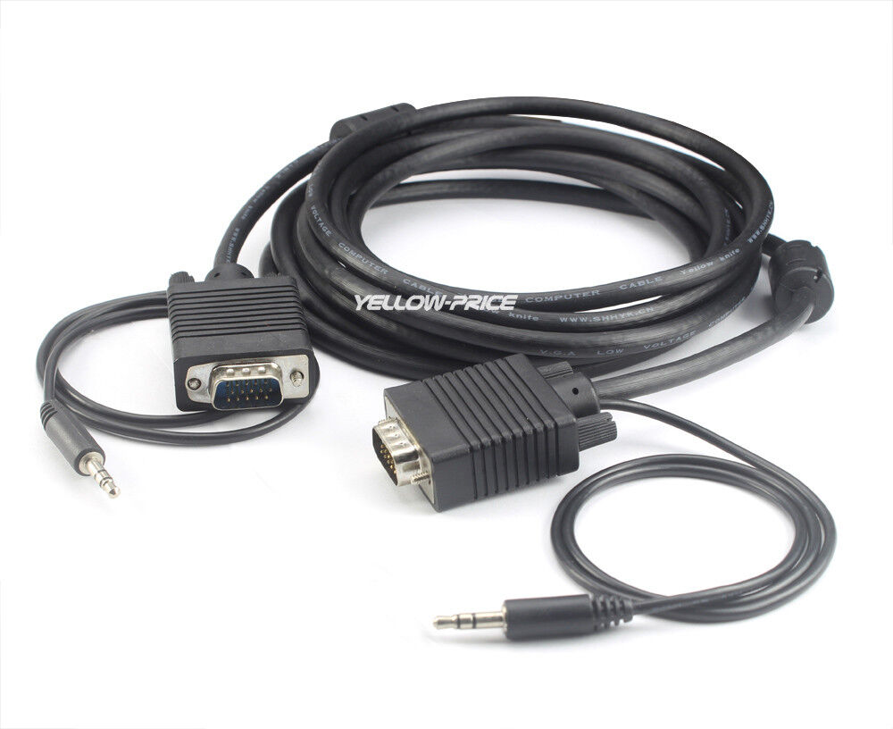 6ft 10ft 15ft 20ft 25ft 30ft 15 PIN VGA Monitor Cable with 3.5mm Stereo Audio 