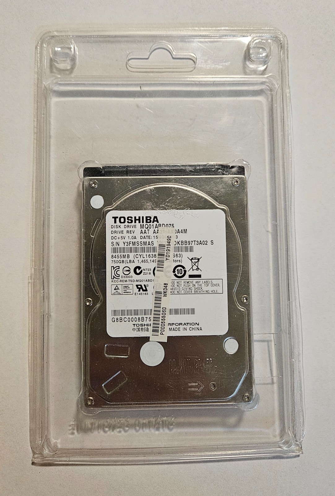 Toshiba MQ01ABD075 750GB 5400RPM 8MB Cache SATA 2.5" Internal Laptop Hard Drive