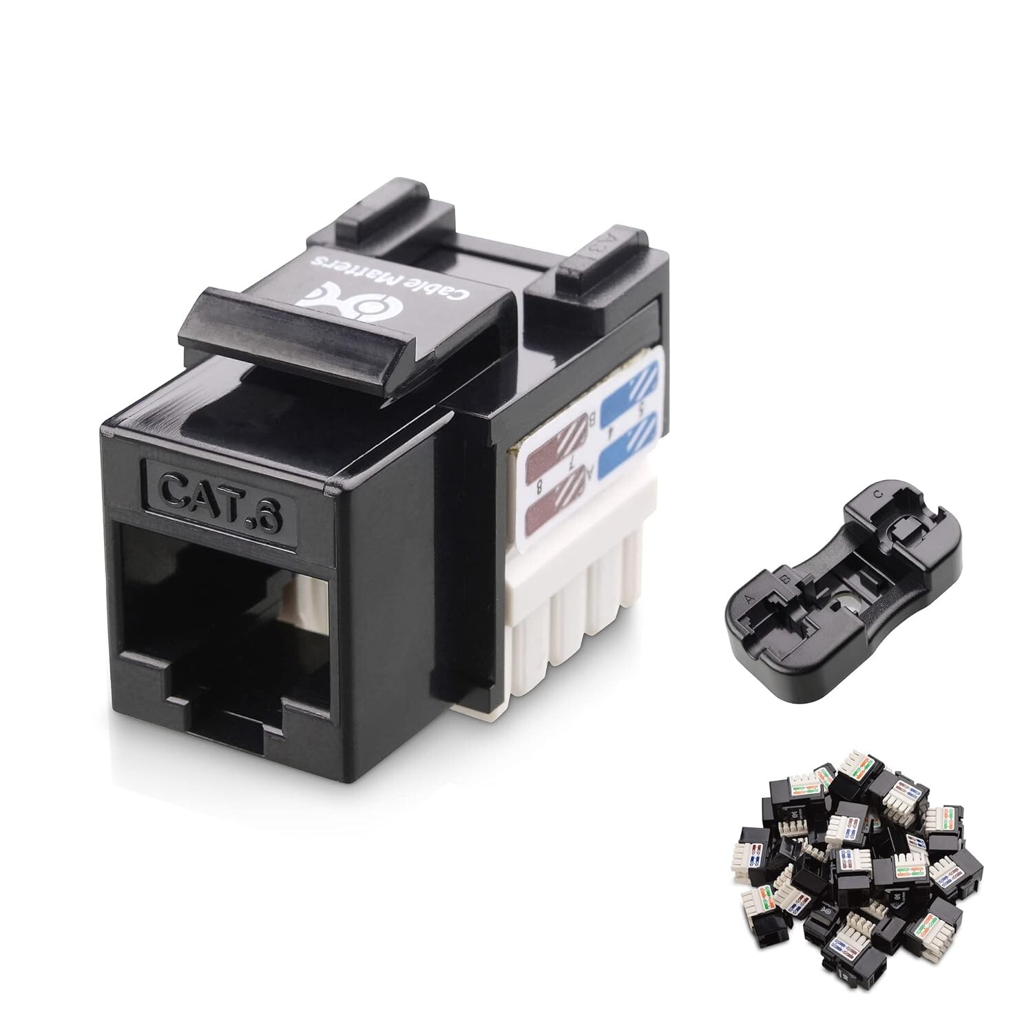 Cable Matters 50-Pack Cat6 RJ45 Keystone Jack in Black and Keystone Punch-Down S