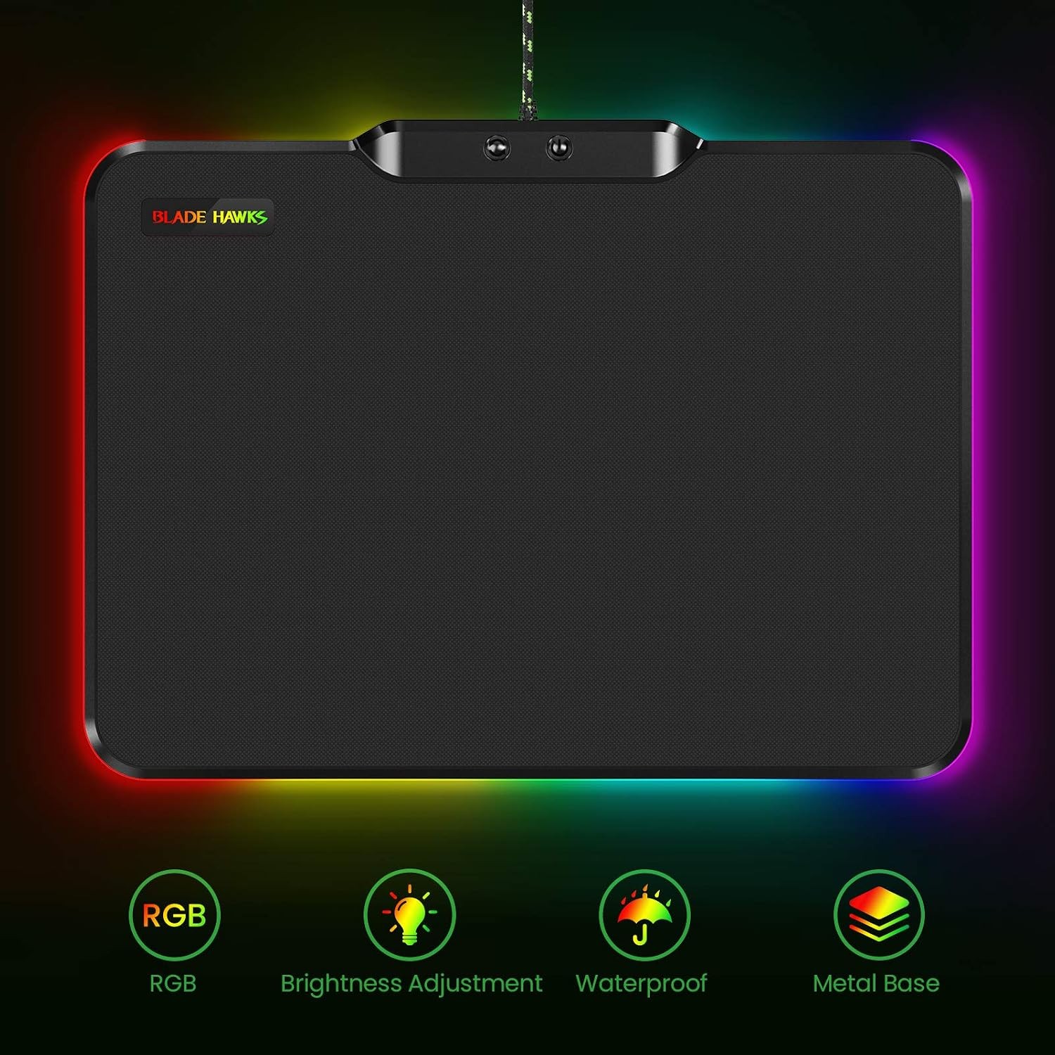 Blade Hawks RGB Gaming Mouse Pad LED Mouse Pad 35x25x5cm USB Black