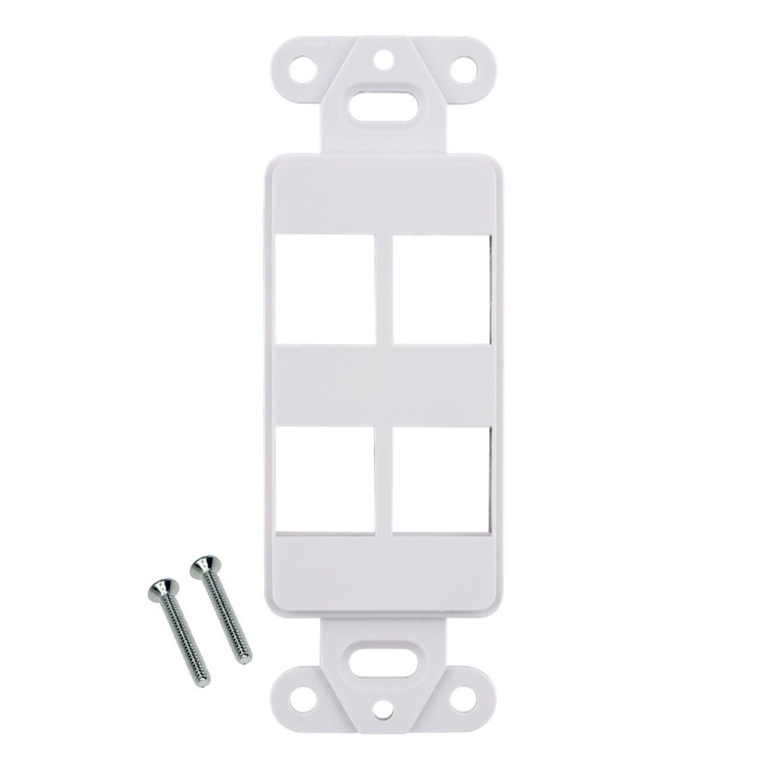4-Port Wall Plate Snap-In Keystone Jack Insert for RCA/F-Type/RJ45/HDMI Bulk LOT