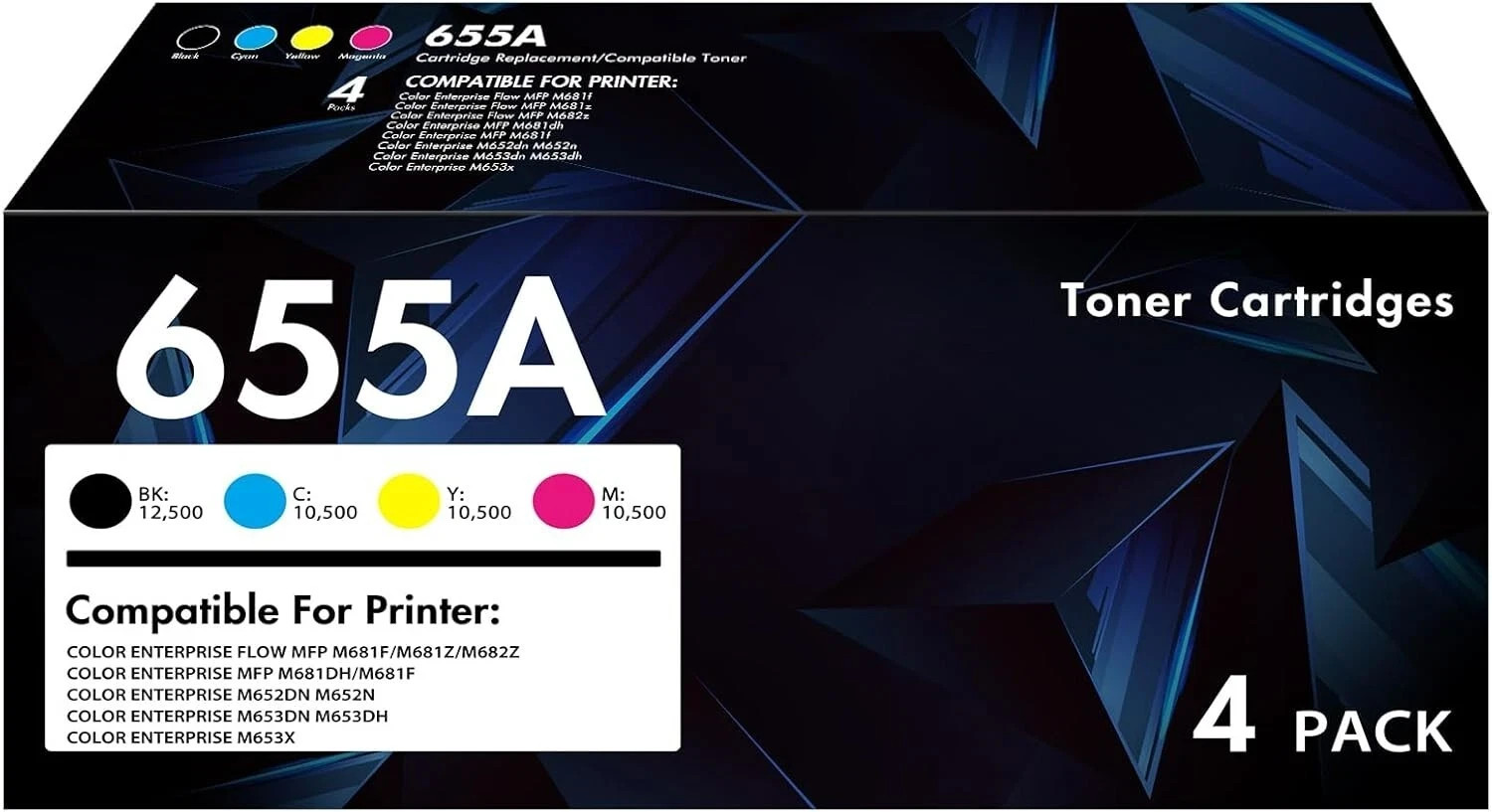 655A Toner Cartridge 4 Pack For HP 655A CF450A CF451A CF452A CF453A Color, 1768