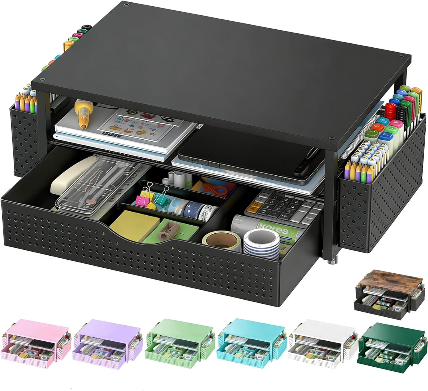 Spacrea Monitor Stand Riser with Drawer & Pen Holders Desk Organizer
