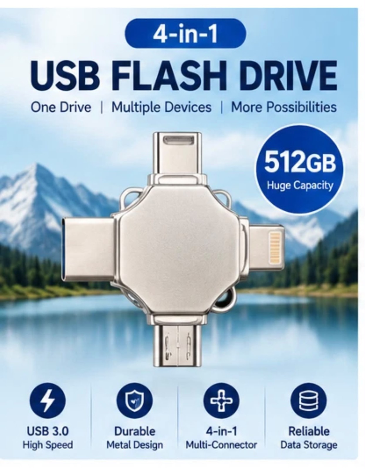 512GB Photo Stick Backup Flash Drive for iPhone Android Mac PC
