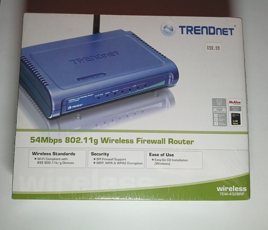 TRENDnet ⚡Wireless G Router New Sealed⚡TEW-432BRP 54 Mbps 4-Port 10/100