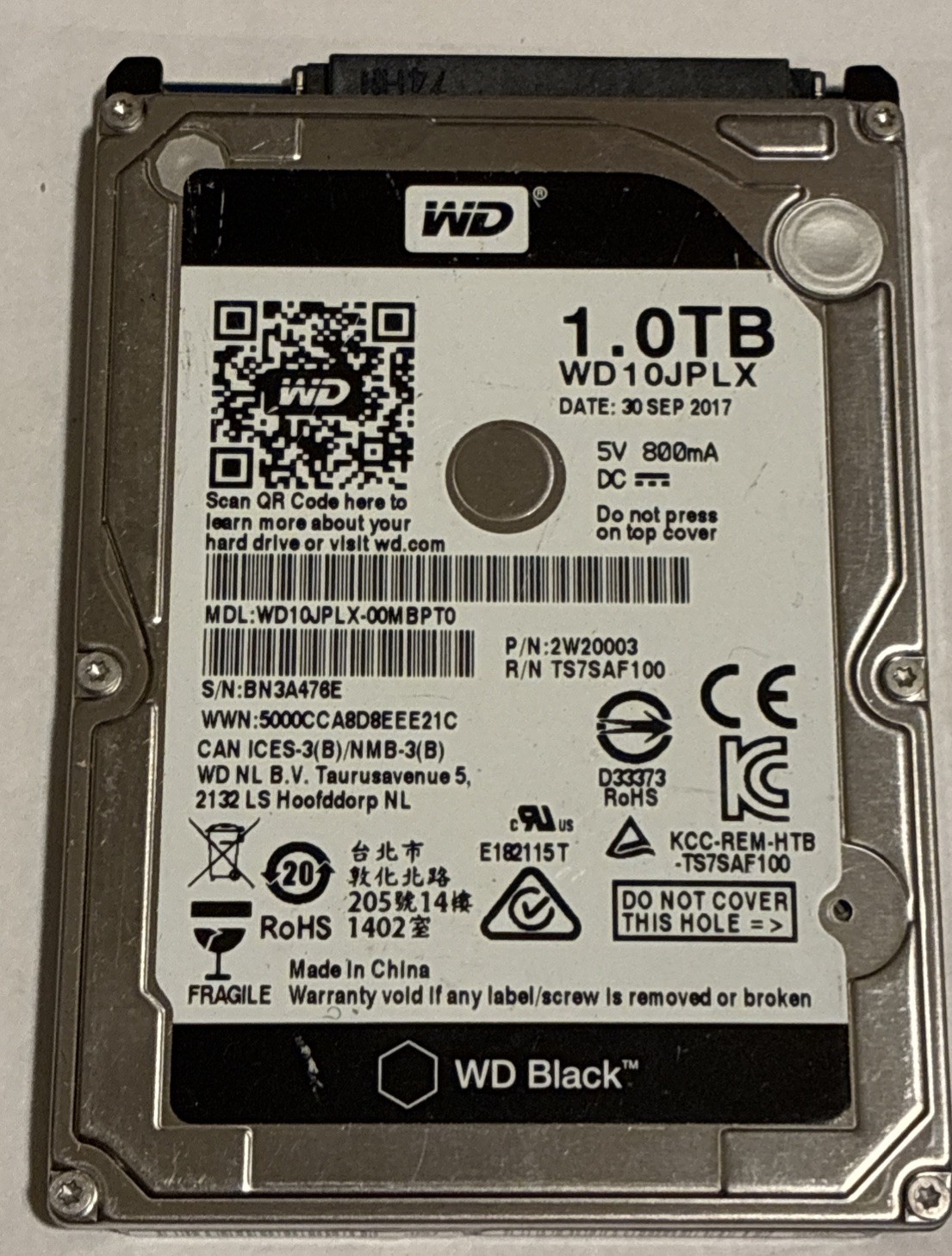 Western Digital WD Black 1TB 2.5” Mobile Internal Hard Drive HHD (WD10JPLX)