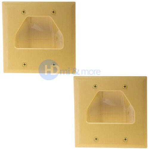 2x Wall Plate 2 Gang Recessed Low Voltage Cable Ivory