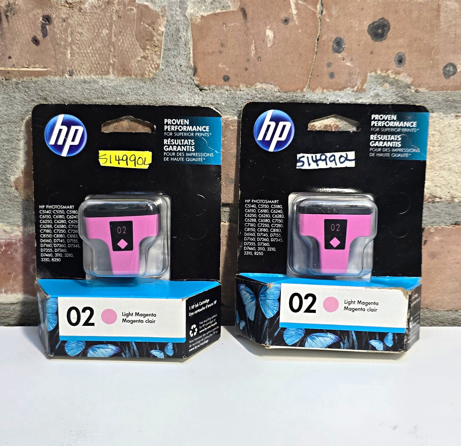 OEM Lot of 2 Light Magenta HP 02 Ink Cartridge C8775WN New Sealed 
