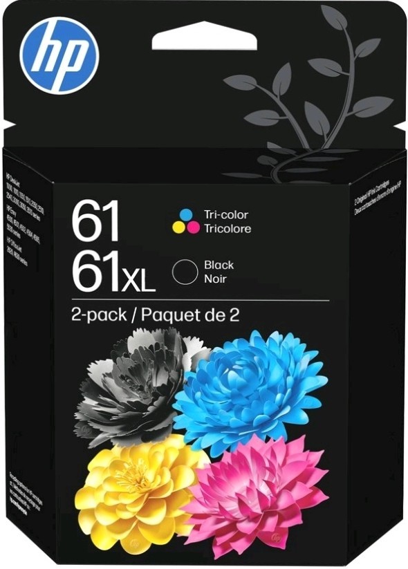 HP Genuine 61/61XL Inkjet Ink Cartridges 2-Pack Black & Tri-Color. Exp Jan 2028