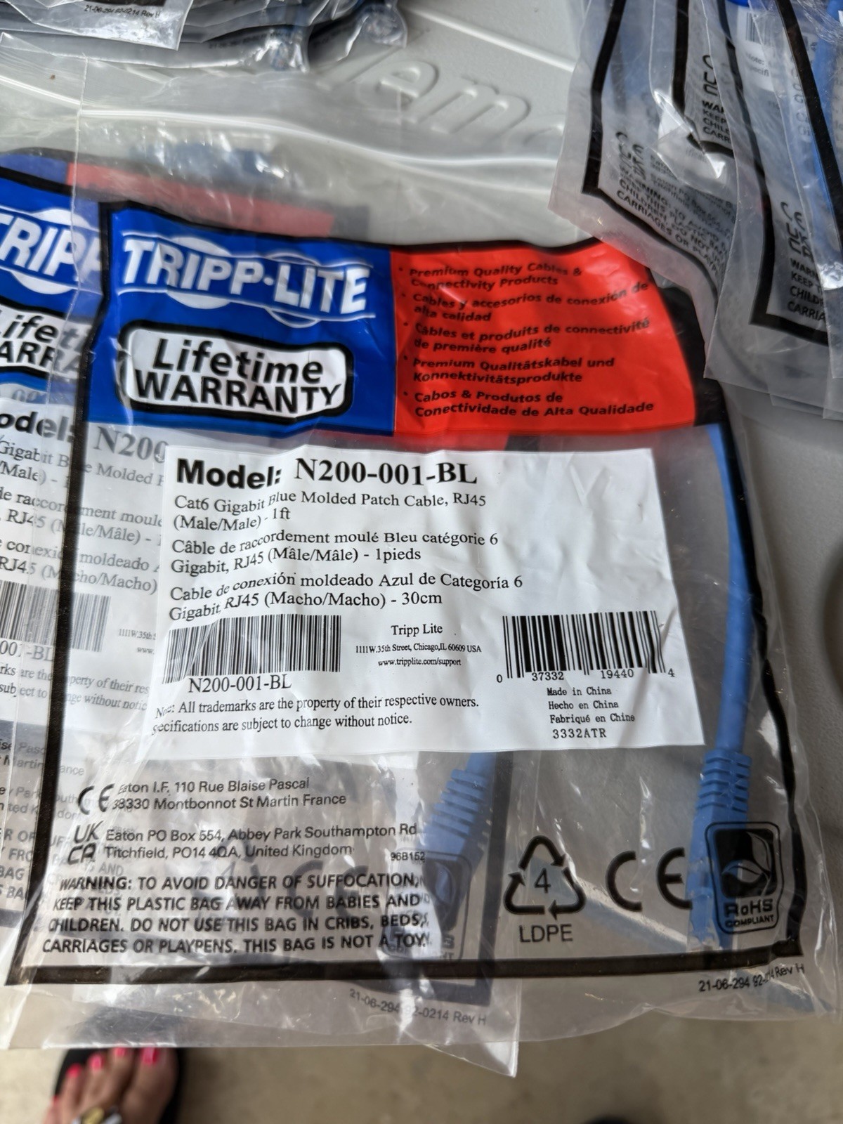 Set of 23 .Tripp Lite Cat6 Gigabit blue Molded Patch Cable RJ45 M/M N200-001-BL 