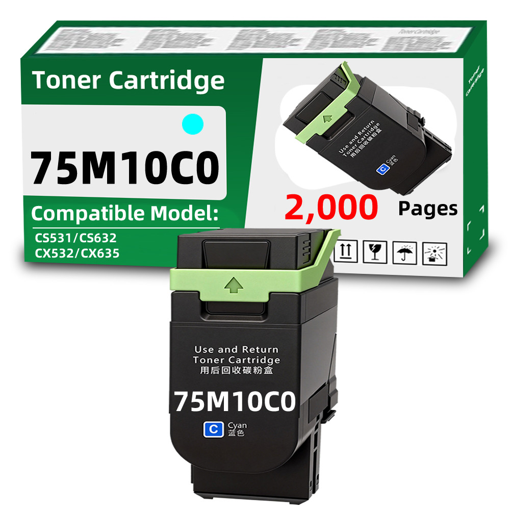 75M10C0 Cyan Toner Cartridge Compatible for Lexmark CS531 CS632 CX532 CX635