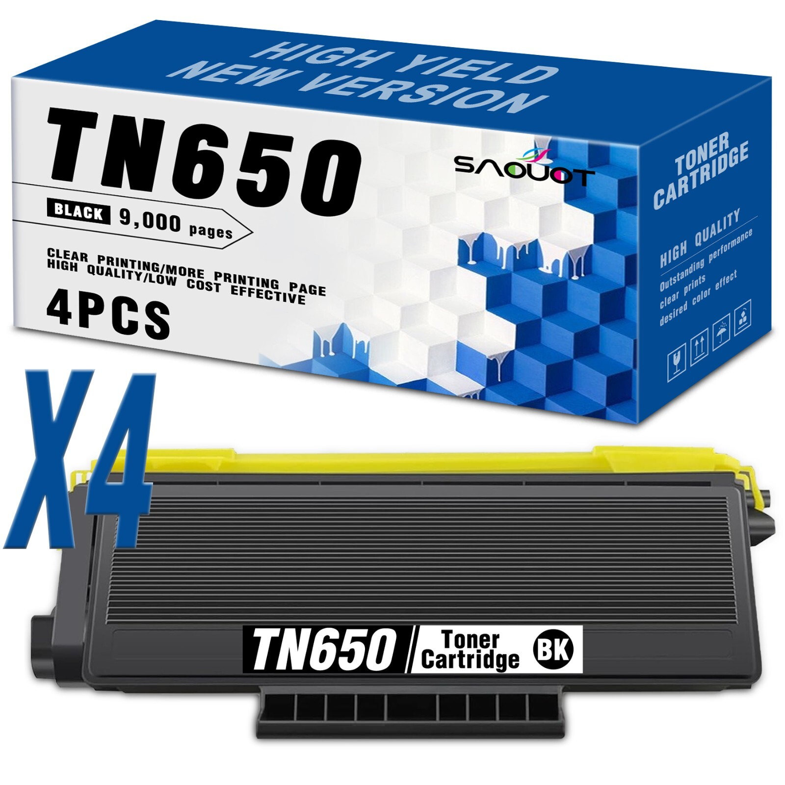 4PK TN650 Toner Cartridge for Brother TN 650 BK MFC-8480DN MFC-8680DN DCP-8085DN