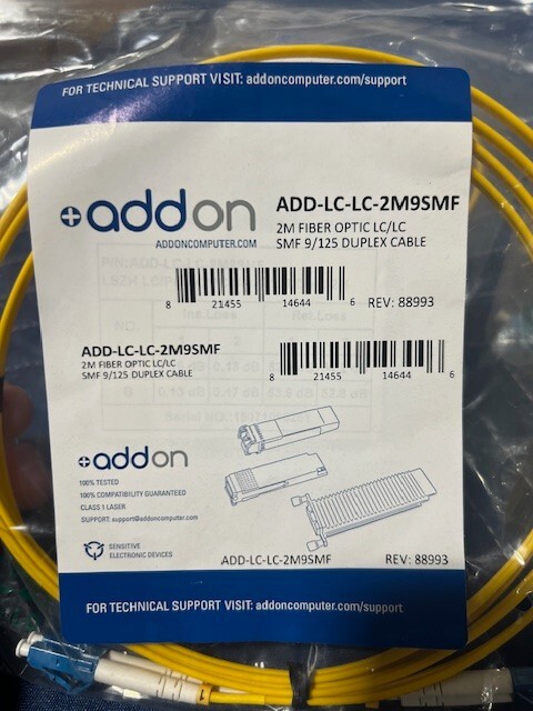 ADDON ADD-LC-LC-2M9SMF 2M FIBER OPTIC SMF LC/LC OS1 9/125 