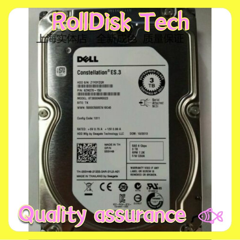 New DELL 055H49 55H49 ST3000NM0023 3TB 6GB/S 7.2K 3.5" SAS HDD Hard Drive