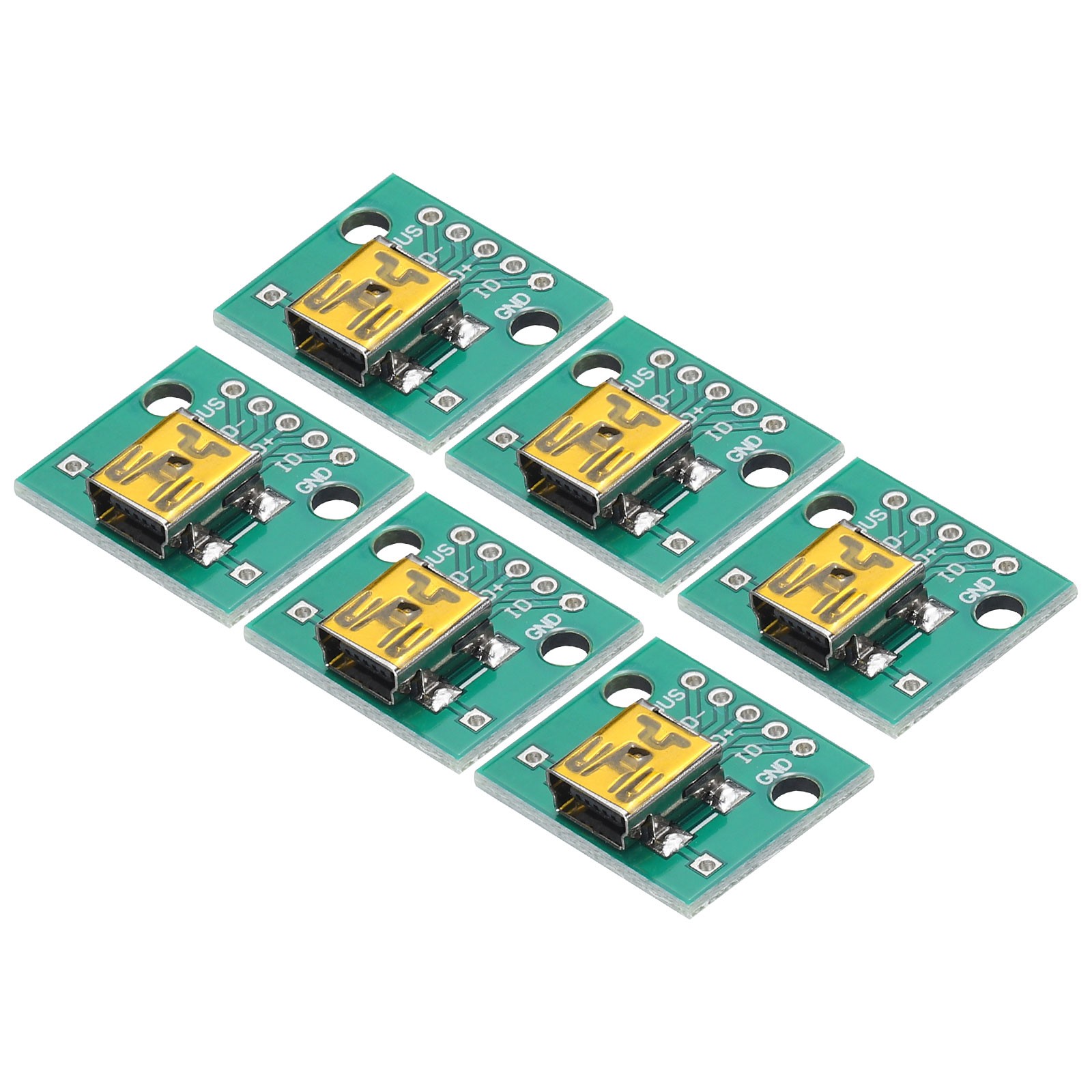 6 Pcs MINI USB to DIP Female 5pin 2.54mm Pitch Soldered PCB Adapter Board
