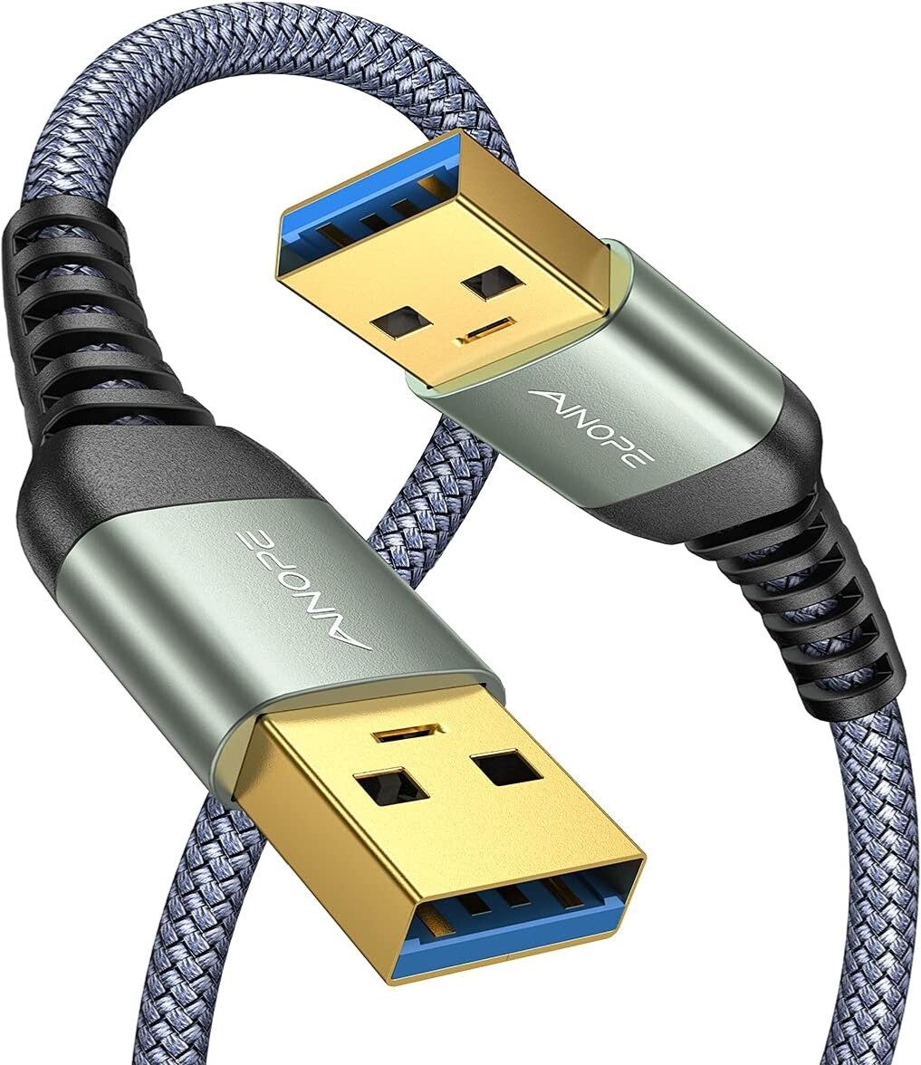 2 Pack USB 3.0 A to A Male Cable 6.6FT+6.6FT, USB 3.0 to USB