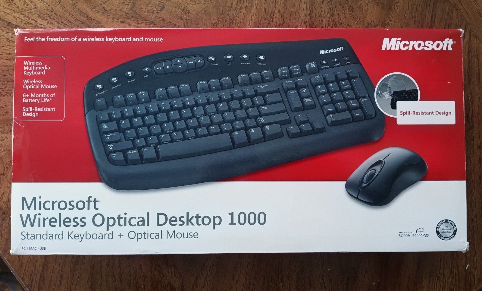 Microsoft Wireless Optical Desktop 1000 Keyboard Mouse Combo Open Box Unused