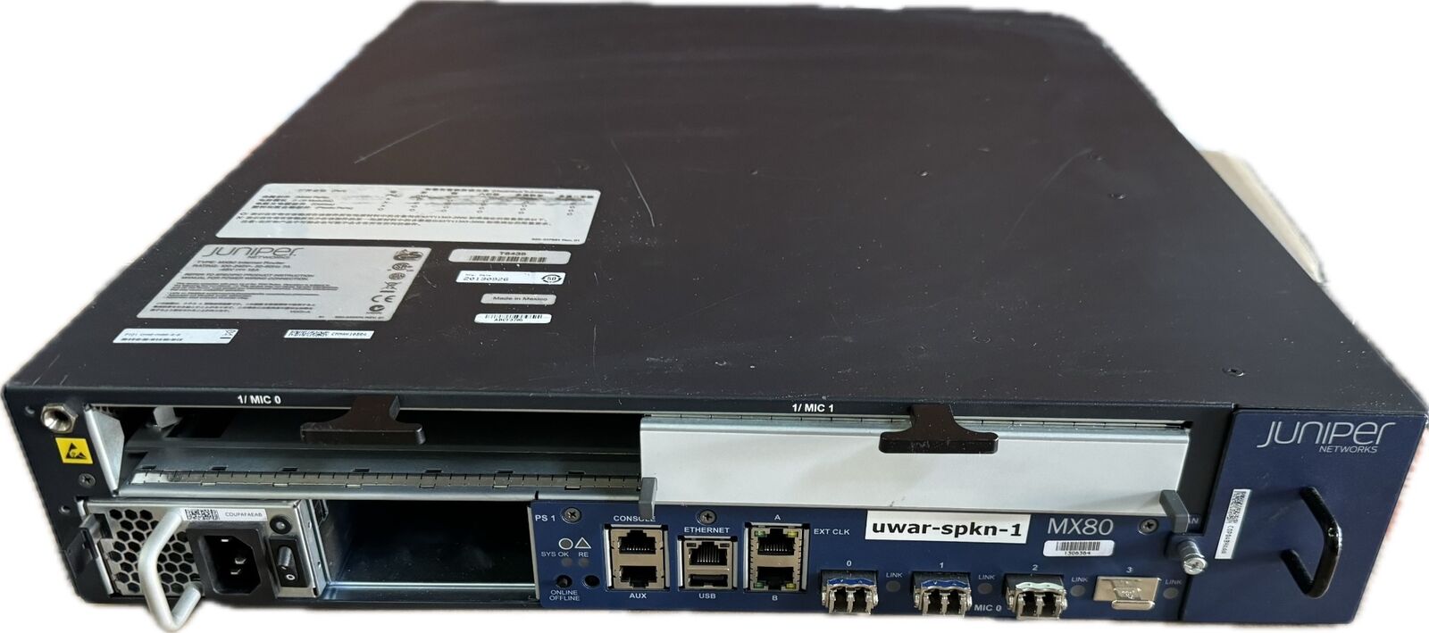 Juniper MX80 Internet Router Chassis Chas-MX80-S-B w 1x AC power supply