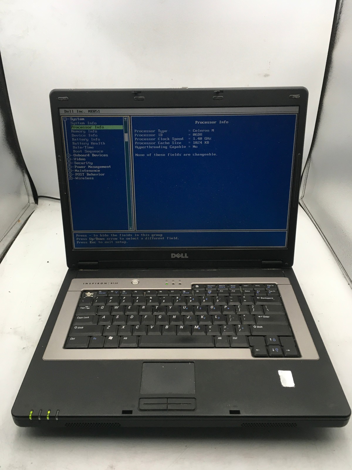 DELL INSPIRON B130 - BOOTS TO BIOS - INTEL CELERON M - 1GB RAM -READ DESCRIP- BB