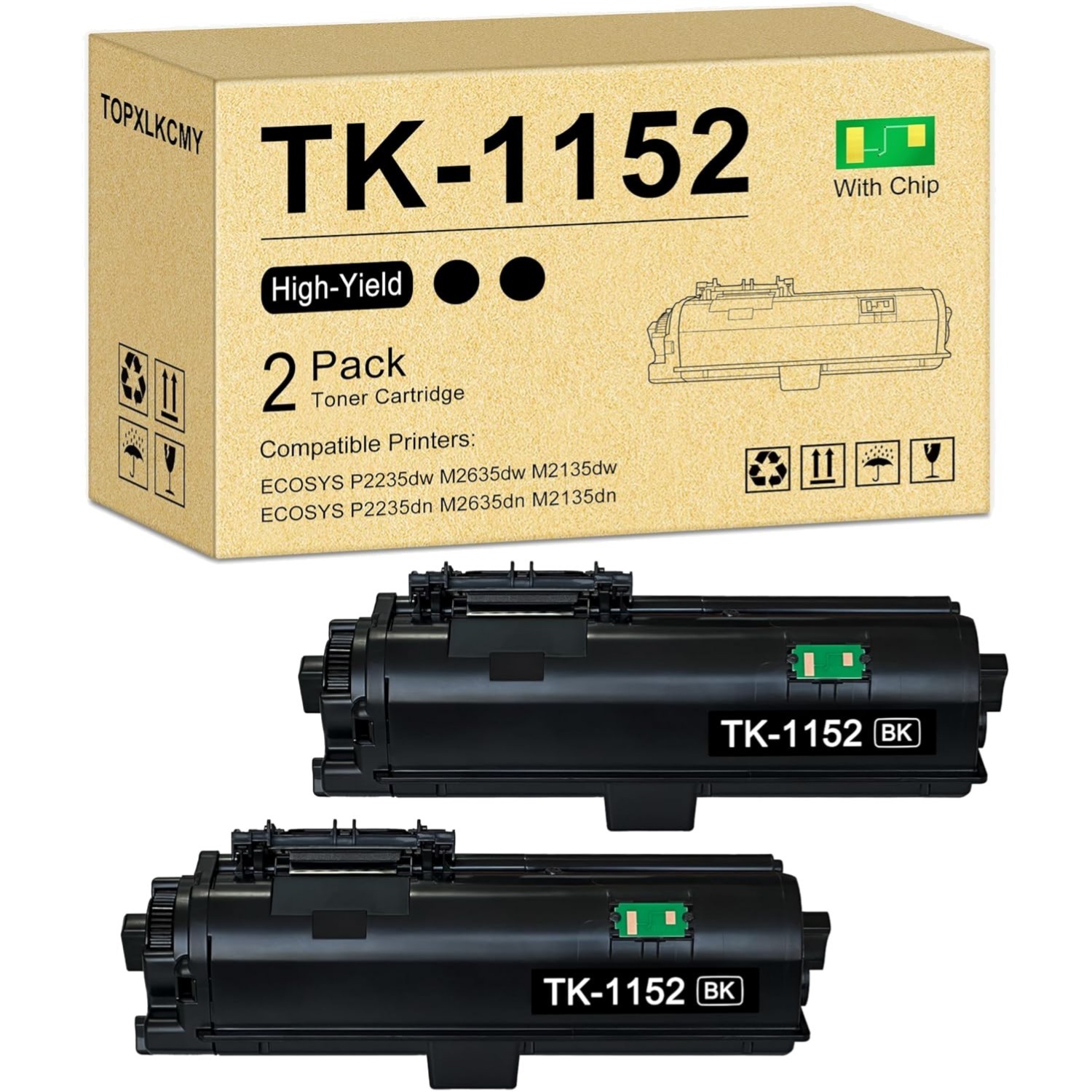 Effortless Printing with TK-1152 Black Toner Cartridges, 2-Pack for Kyocera