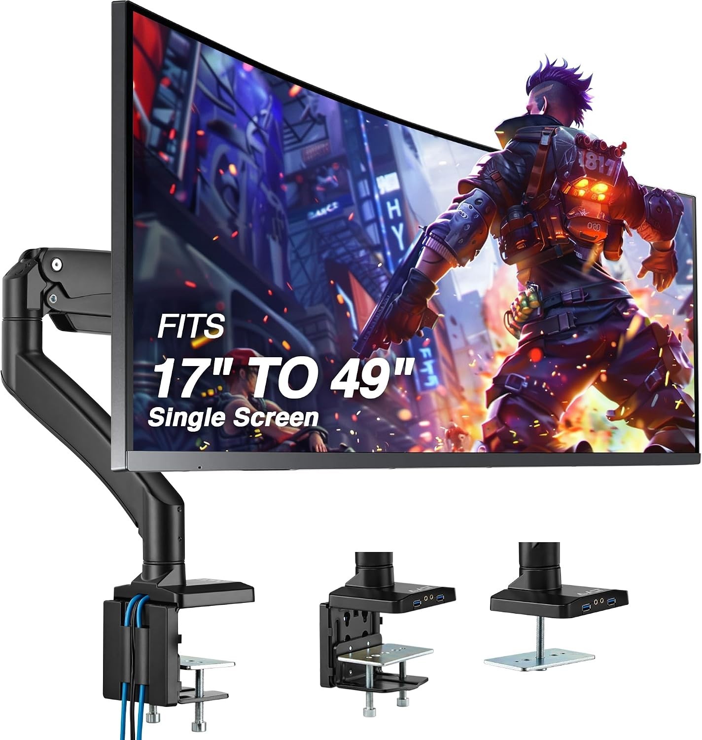 AVLT Single 17"-49" Super Ultrawide Monitor Arm for Screens Up to 50 lbs