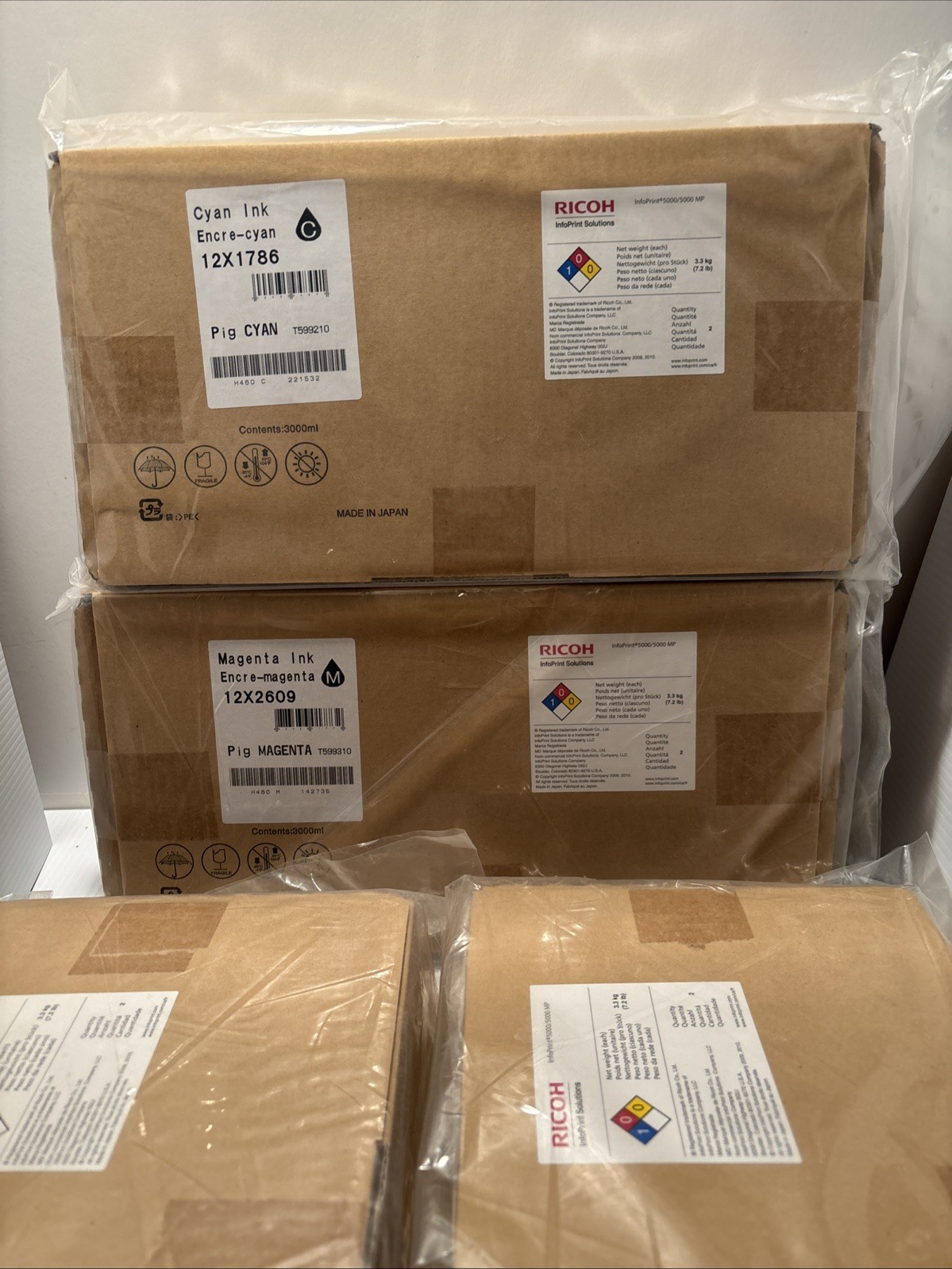 Ricoh InfoPrint 5000/5000MP - PIGMENT CYMB INK SET 3000ml Bag Each Box