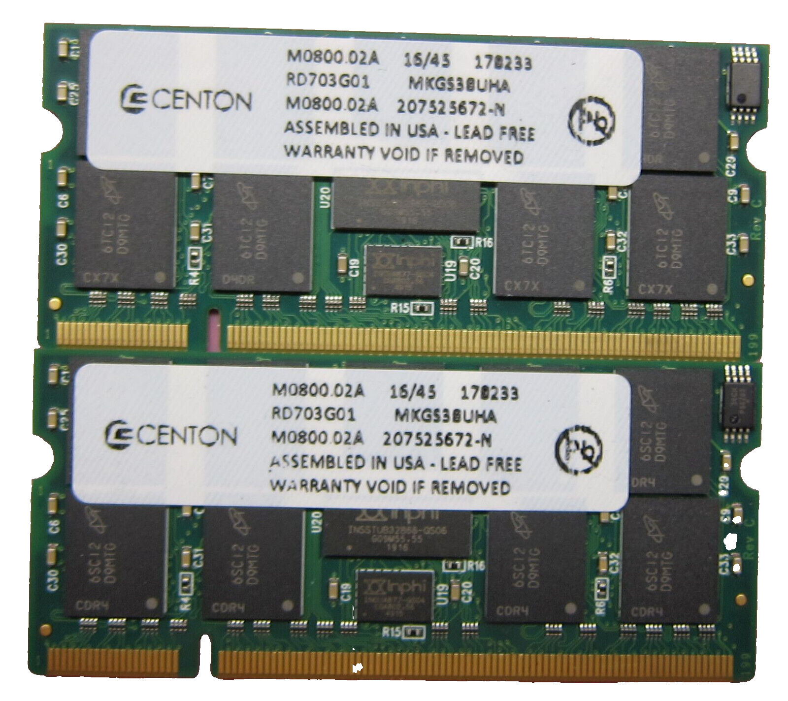4GB (2x2GB) Centon RD703G01 2GB PC2-5300 Reg ECC CL5 DDR2 667Mhz SODIMM