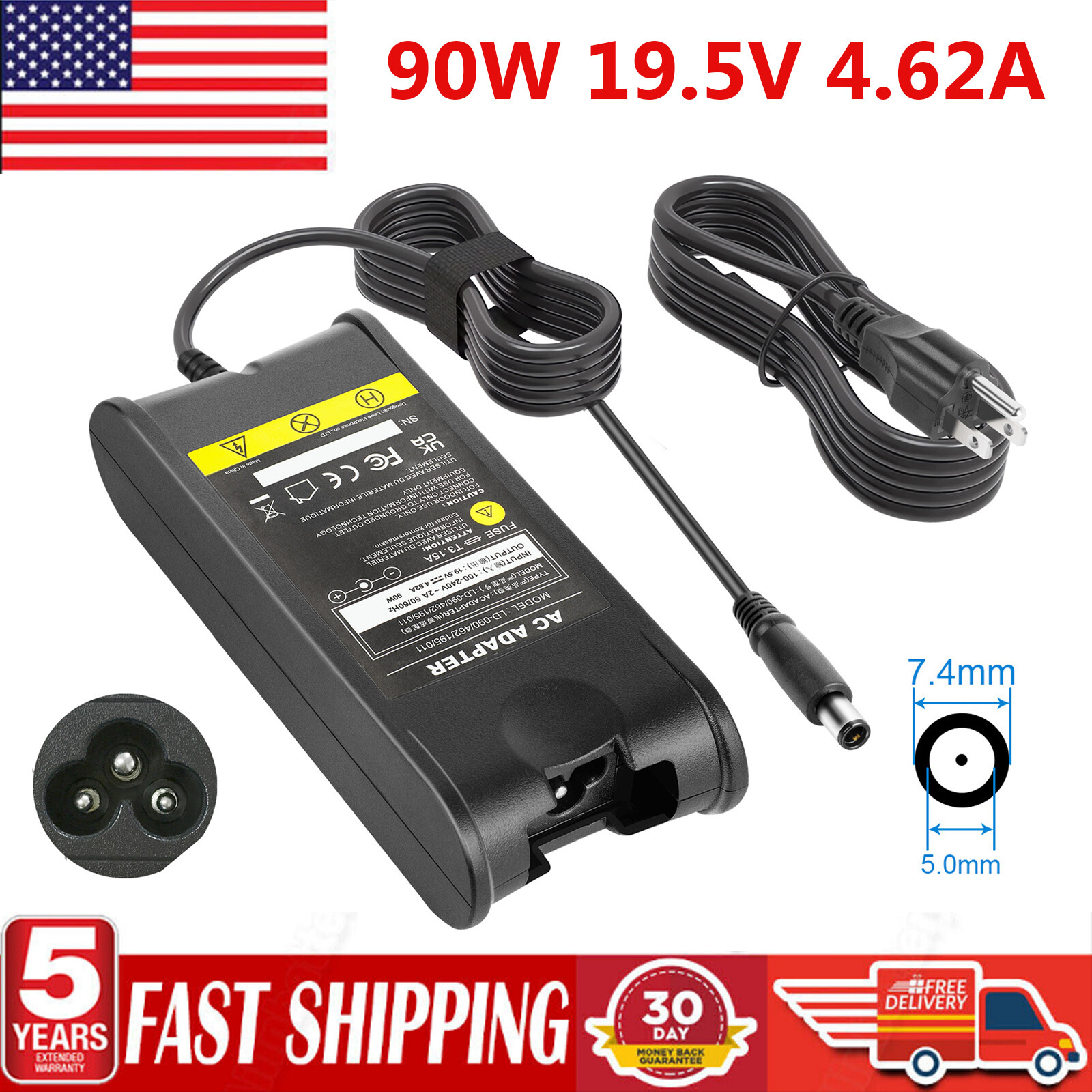 90W PA-12 PA-10 Adapter Charger For Dell Latitude E7240 E7280 E7480 E5540 E6540