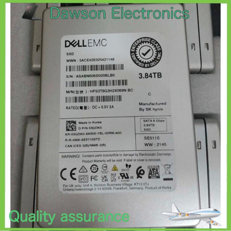 03GDK0 HFS3T8G3H2X069N 100% Health SK Hynix SE5110 3.84TB DELL SSD SATA 6Gb/s