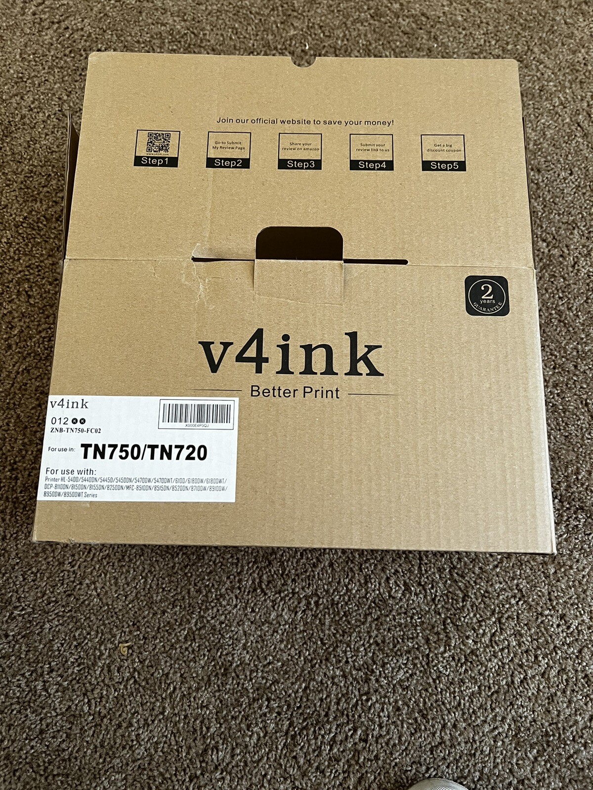 2PK TN750/TN720 Toner Cartridge  Brother MFC-8710DW 8810DW HL-5450DN DCP-8150DN