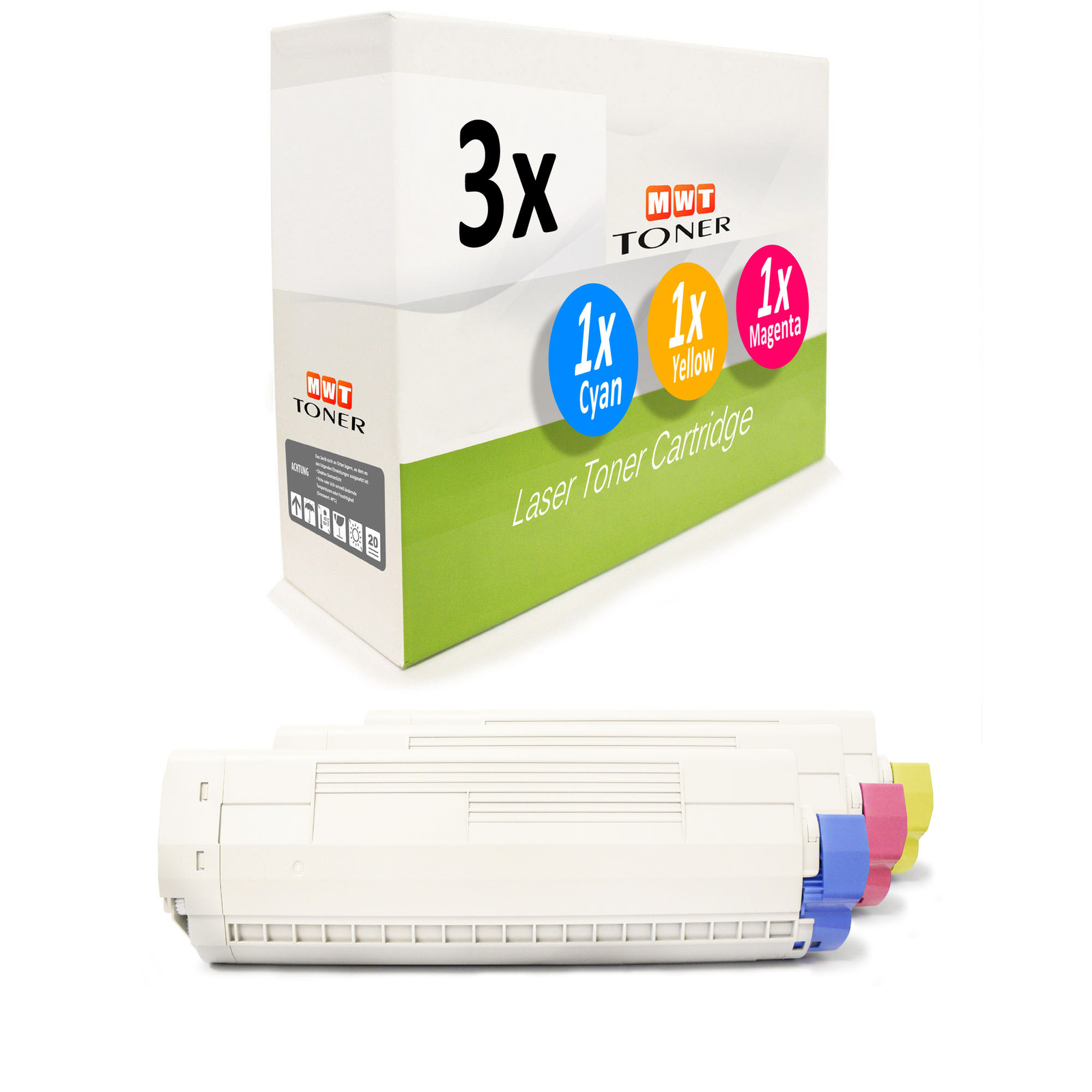 3x MWT Toner for OKI C532DN C542DN Cyan Magenta Yellow