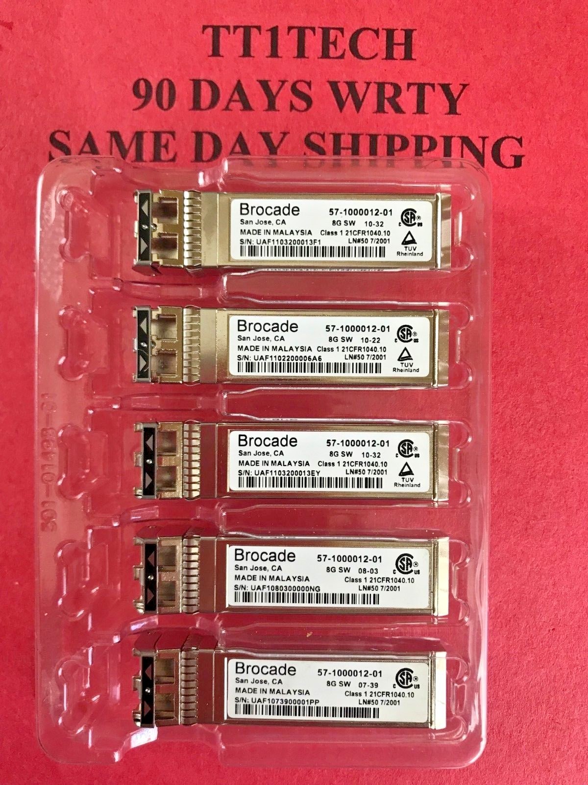 8x Brocade 8Gb SFP+ Transceiver for Brocade 300 BR-340-0008 16 Active Ports 