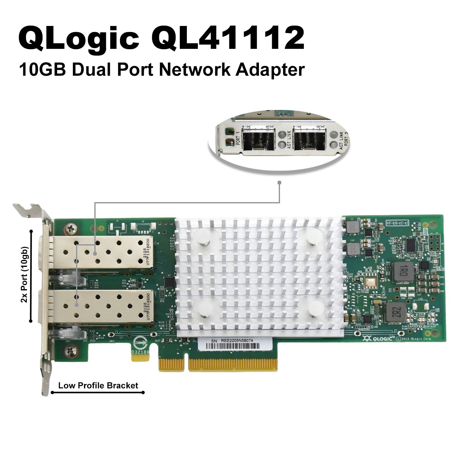 Lot 10 Dell QLogic Fast LINQ 41112 2-Port 10Gb SFP+ PCIe Network Adapter 807N9