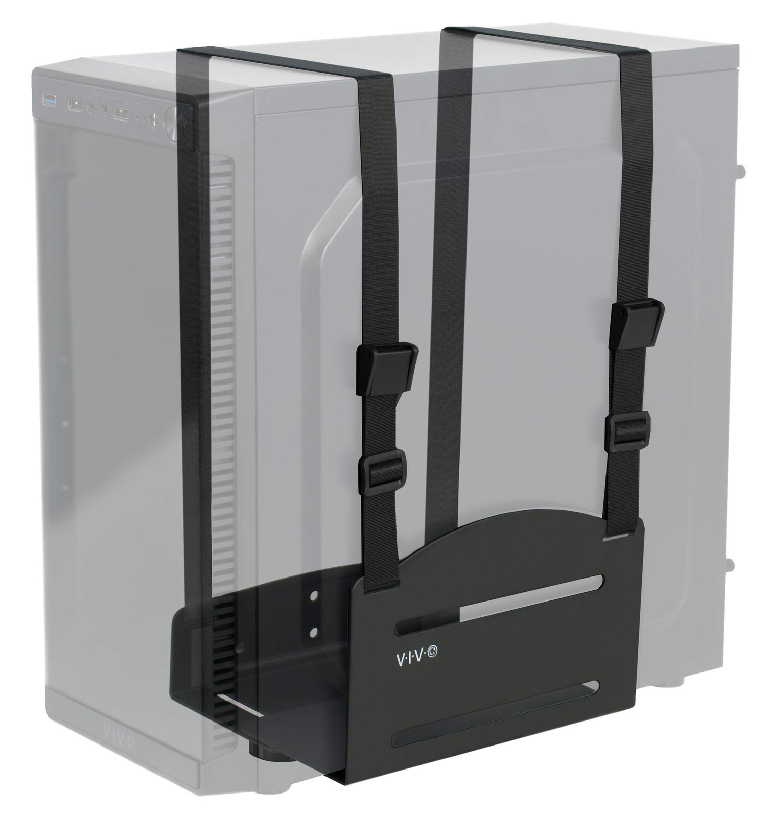 Black Universal PC Wall Mount with Straps, MOUNT-PC03V