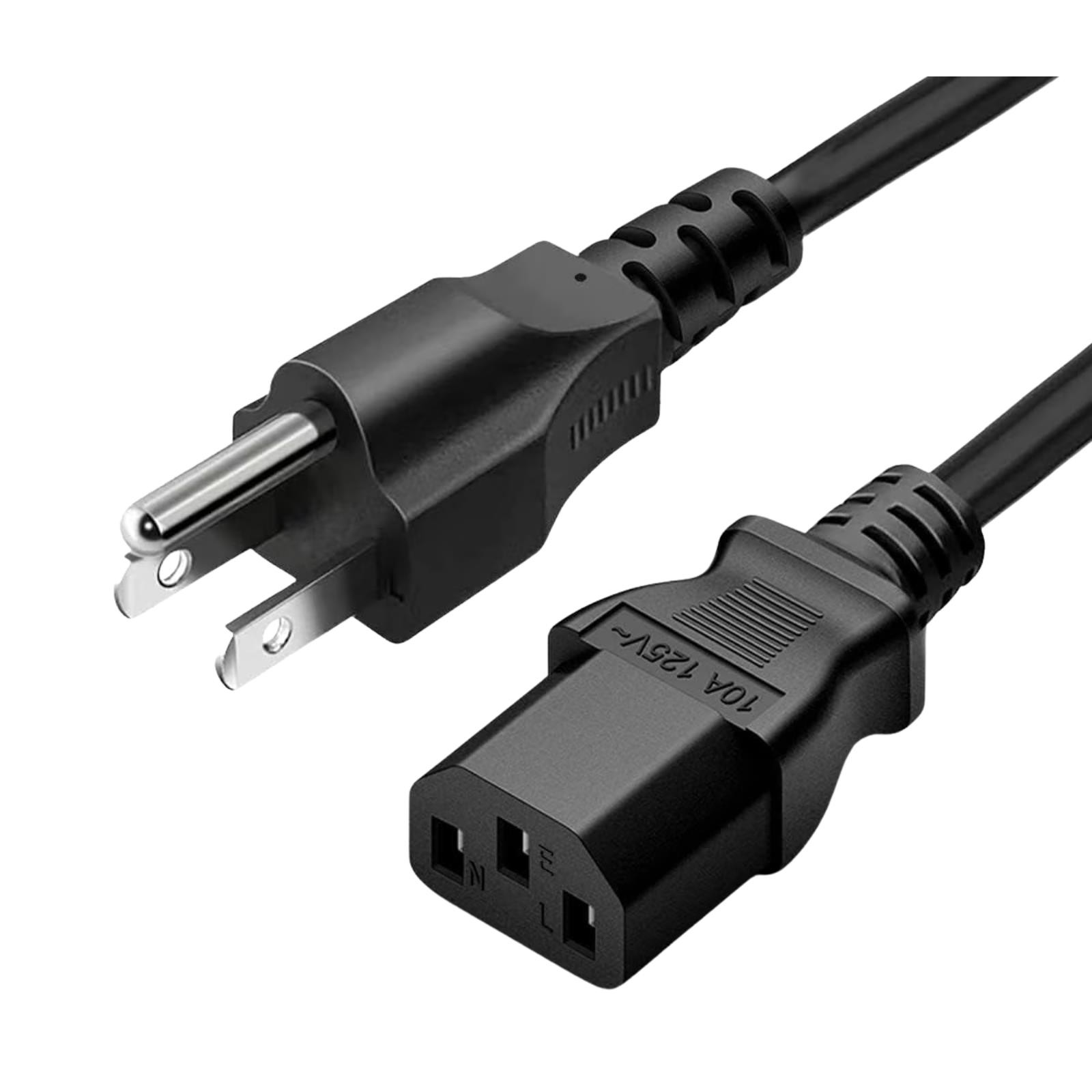 5FT 3-Prong AC Power Cord US Standard Universal Desktop PC Monitor Cable 10A