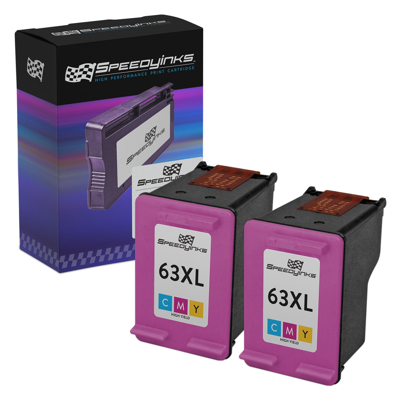2PK Reman Replacement Ink Cartridge for HP 63XL HP F6U63AN HY Color