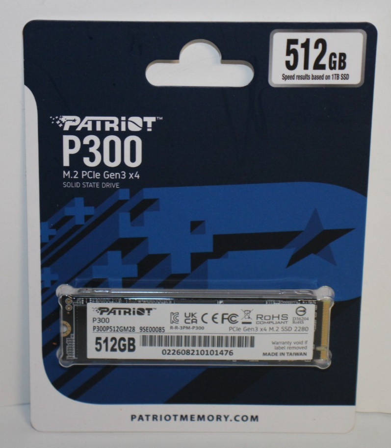 Patriot P300 M.2 2280 512GB PCIe Gen3 x4, NVMe Internal Solid State Drive
