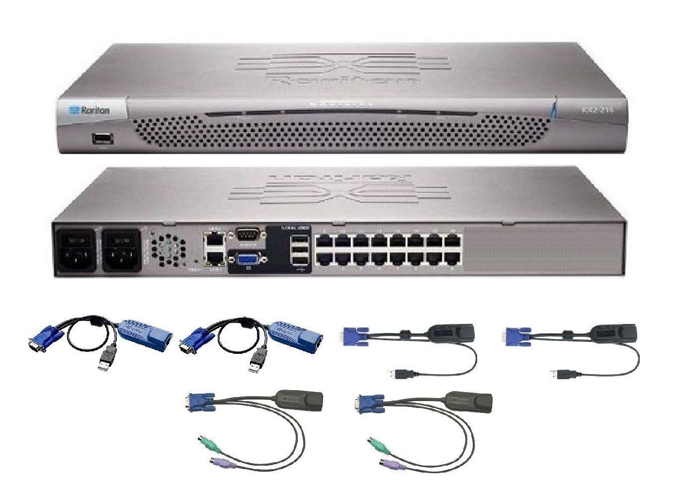 Raritan KX2-216 DKX2-216 16 Port KVM Switch + 2 D2CIM-VUSB 2 DCIM-USBG2 & 2 PS2