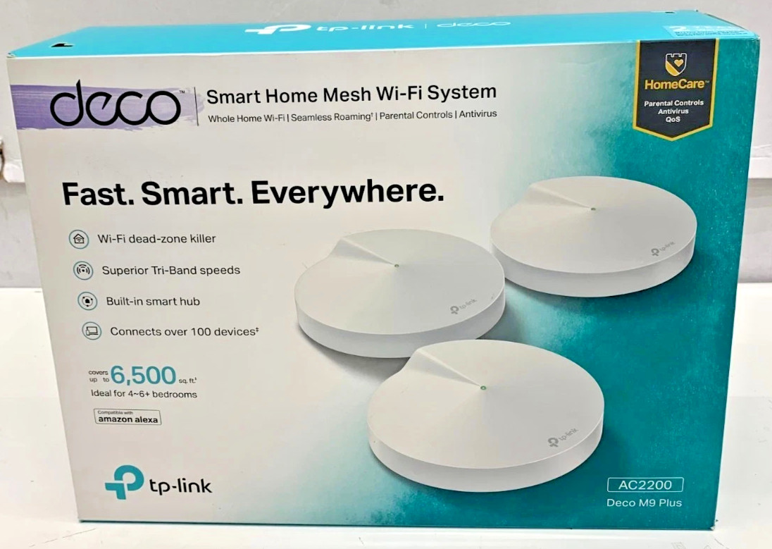 TP-Link Deco M9 Plus AC2200 Smart Home Mesh Wi-Fi System 3 Pack