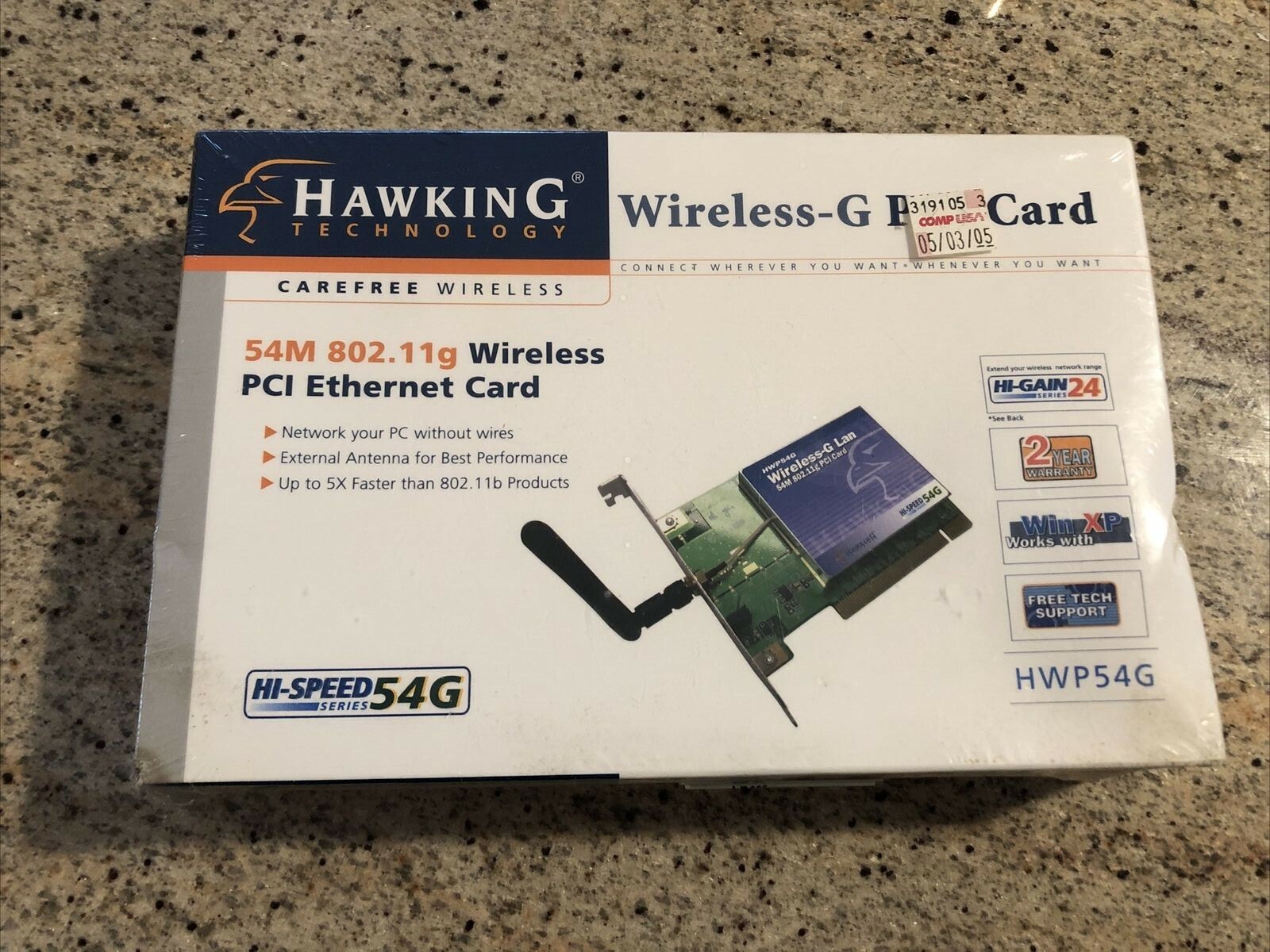 Sealed New Boxed HawkinG Technology G Wireless G-PCI Ethernet Card HWP54G 
