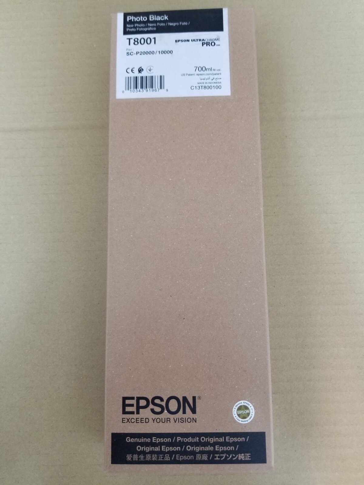 GENUINE Epson UltraChrome PRO Photo Black Ink 700ml For P10000/20000 (T8001)