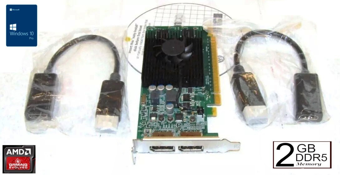 2GB ✔️DUAL HDMI Video Card BUNDLE✔️Two DP to HDMI adapters✔️Dell Optiplex HP
